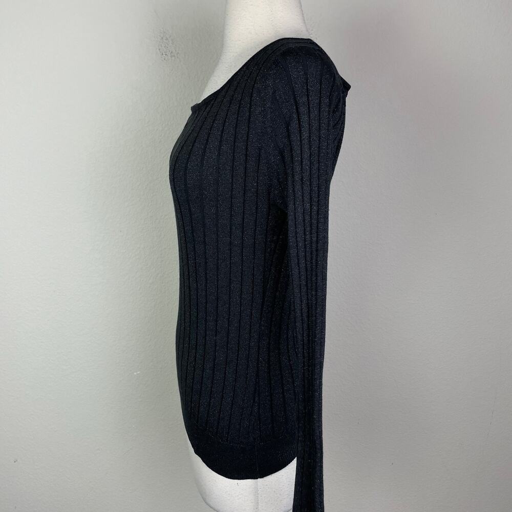 Vintage Y2K Black Sparkle Belldini Sild Blend Ribbed Sweater Top Medium - Picture 4 of 8